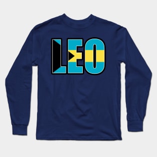 Leo Bahamian Horoscope Heritage DNA Flag Long Sleeve T-Shirt